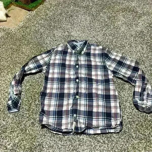 L.O.G.G. H&M Boys Button Down Shirt Plaid Multi-Color Youth Sz 6-7Y America